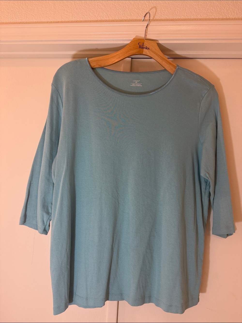 CJ Banks Light Blue Long Sleeve Crewneck Top